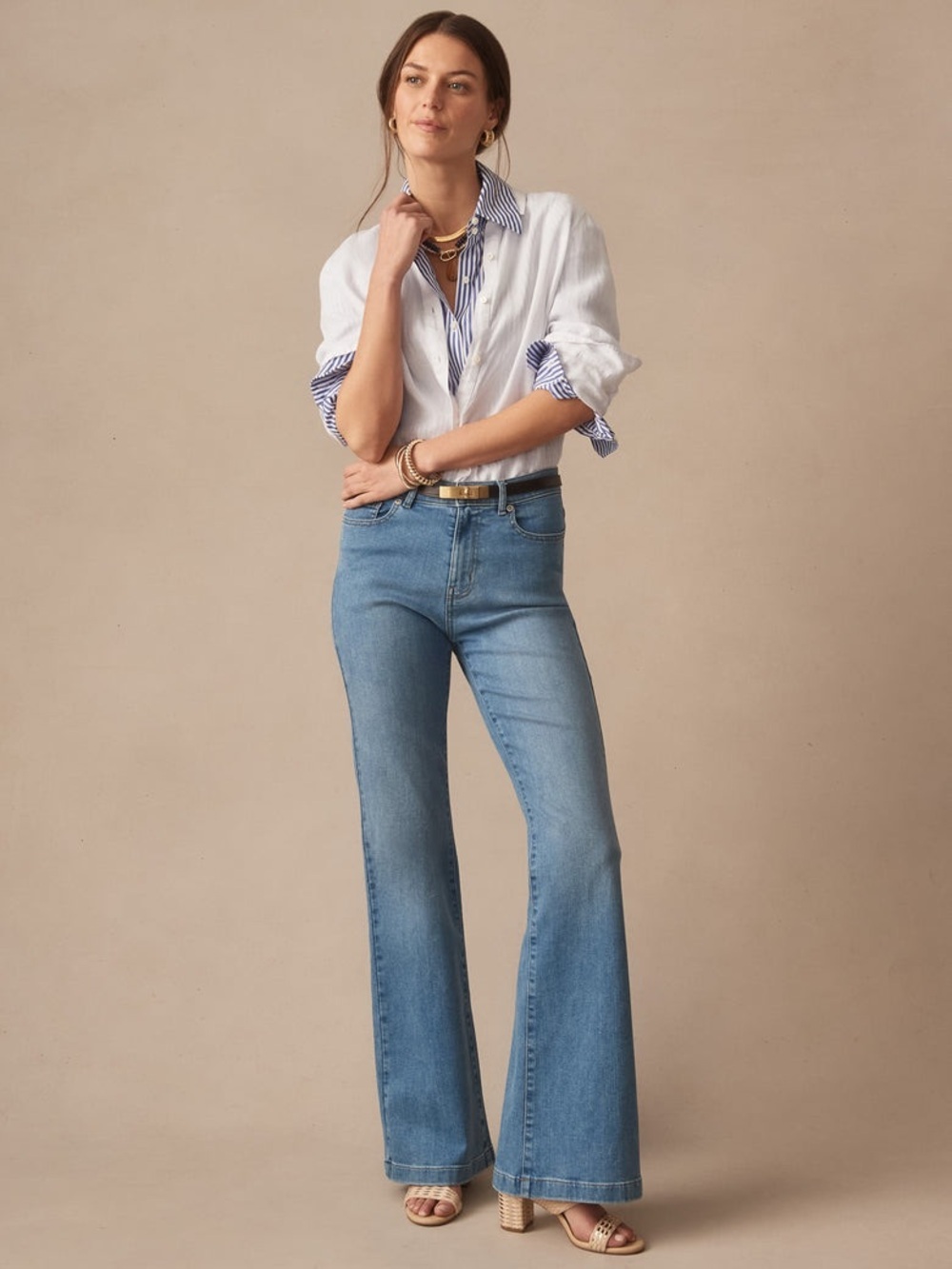 J. McLaughlin Domino Jeans Wide & Flare Blue size 4
